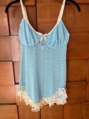 Light Blue Lace-Trim Chemise